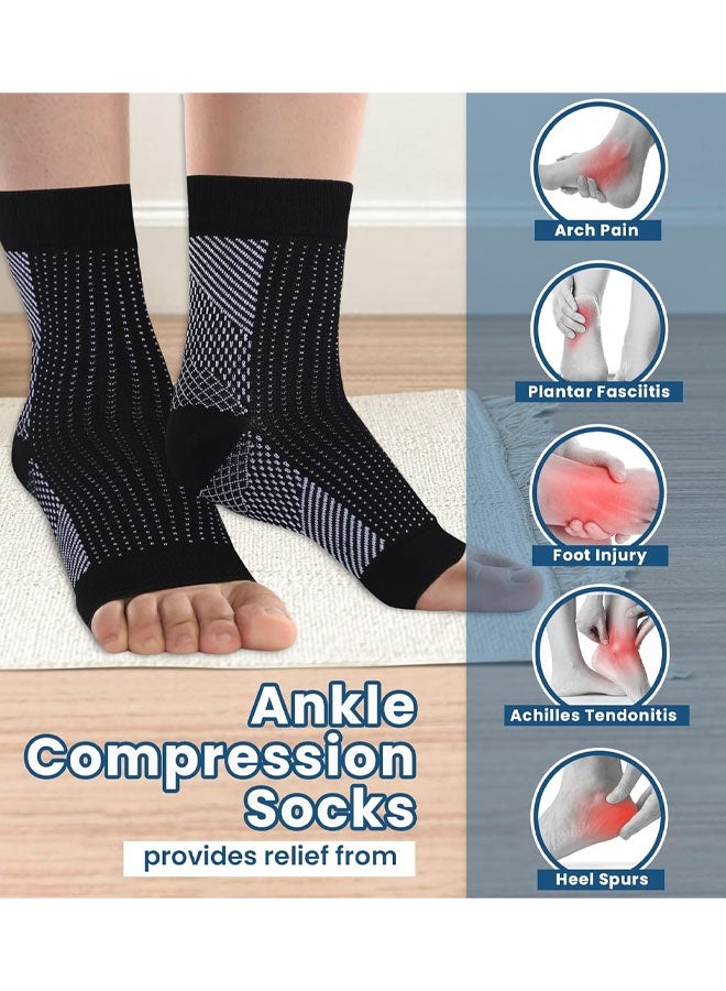 جوارب ضغط لالتهاب اللفافة الأخمصية، أكمام ضاغطة للكاحل، دعامات قوس القدم وتخفيف آلام الكعب، دعامات الكاحل للرجال والنساء - Image 2